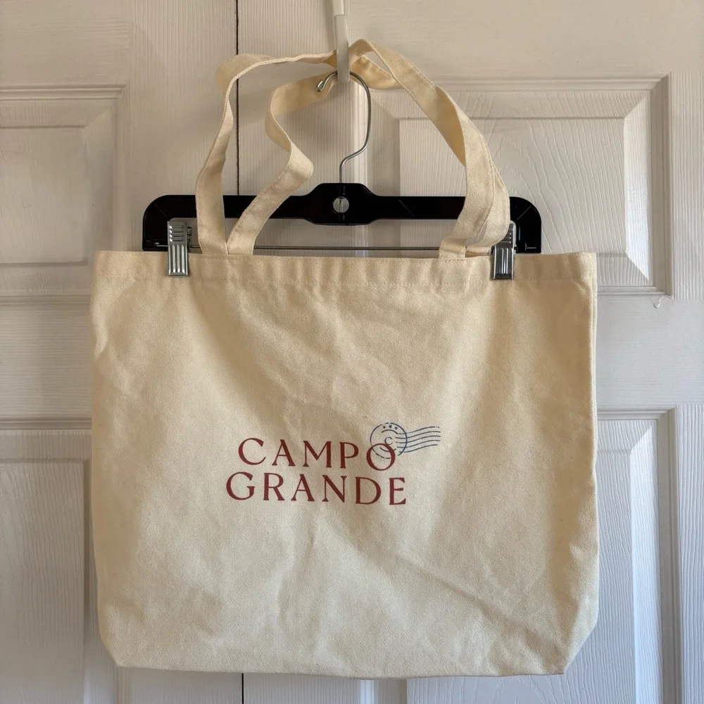 Campo Grande Canvas Tote‎ Bag Cream Red Blue Novelty Print South Western Farm